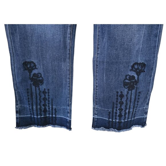 Embroidered Flared Jeans With Frayed Hem 36x32 boho cottagecore western relaxed - Picture 4 of 7